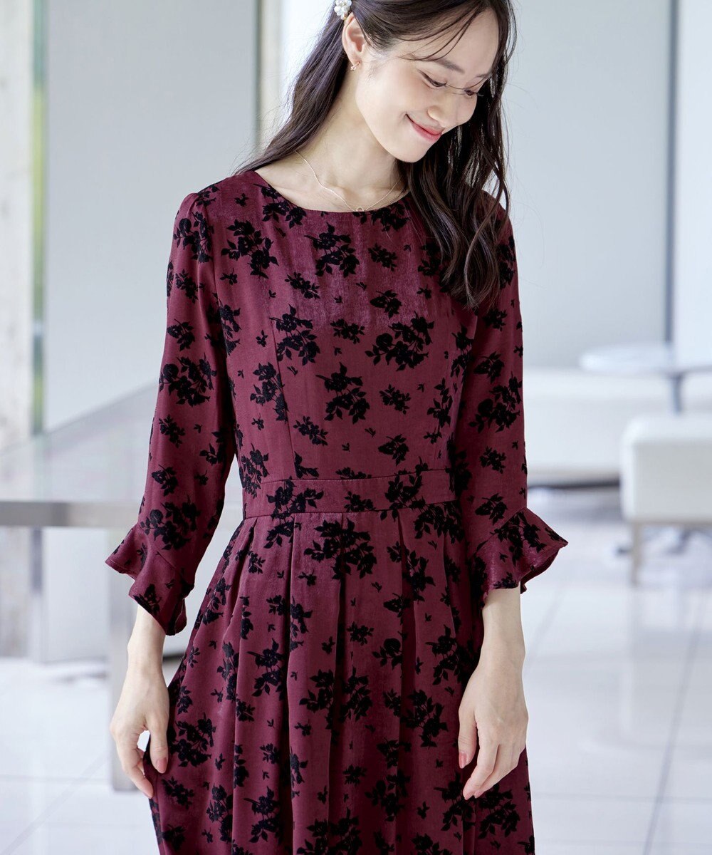 Tiaclasse 【安田美沙子さん着用・洗える】フラワーフロッキーワンピース 