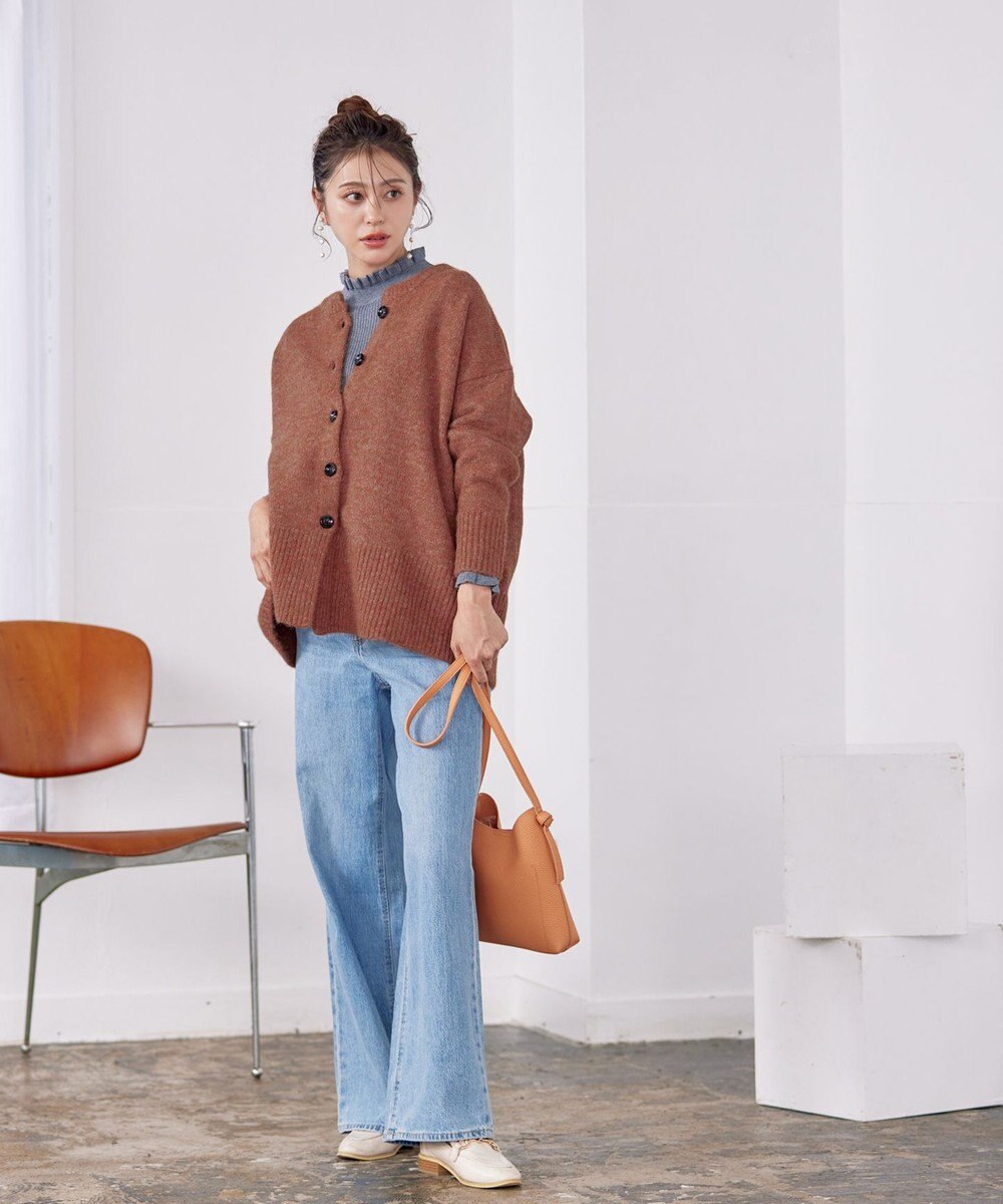 Tiaclasse 【洗える】クルーネックメランジカーディガン 