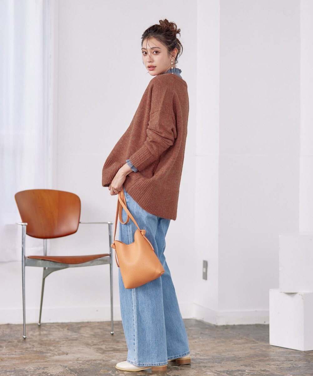 Tiaclasse 【洗える】クルーネックメランジカーディガン 