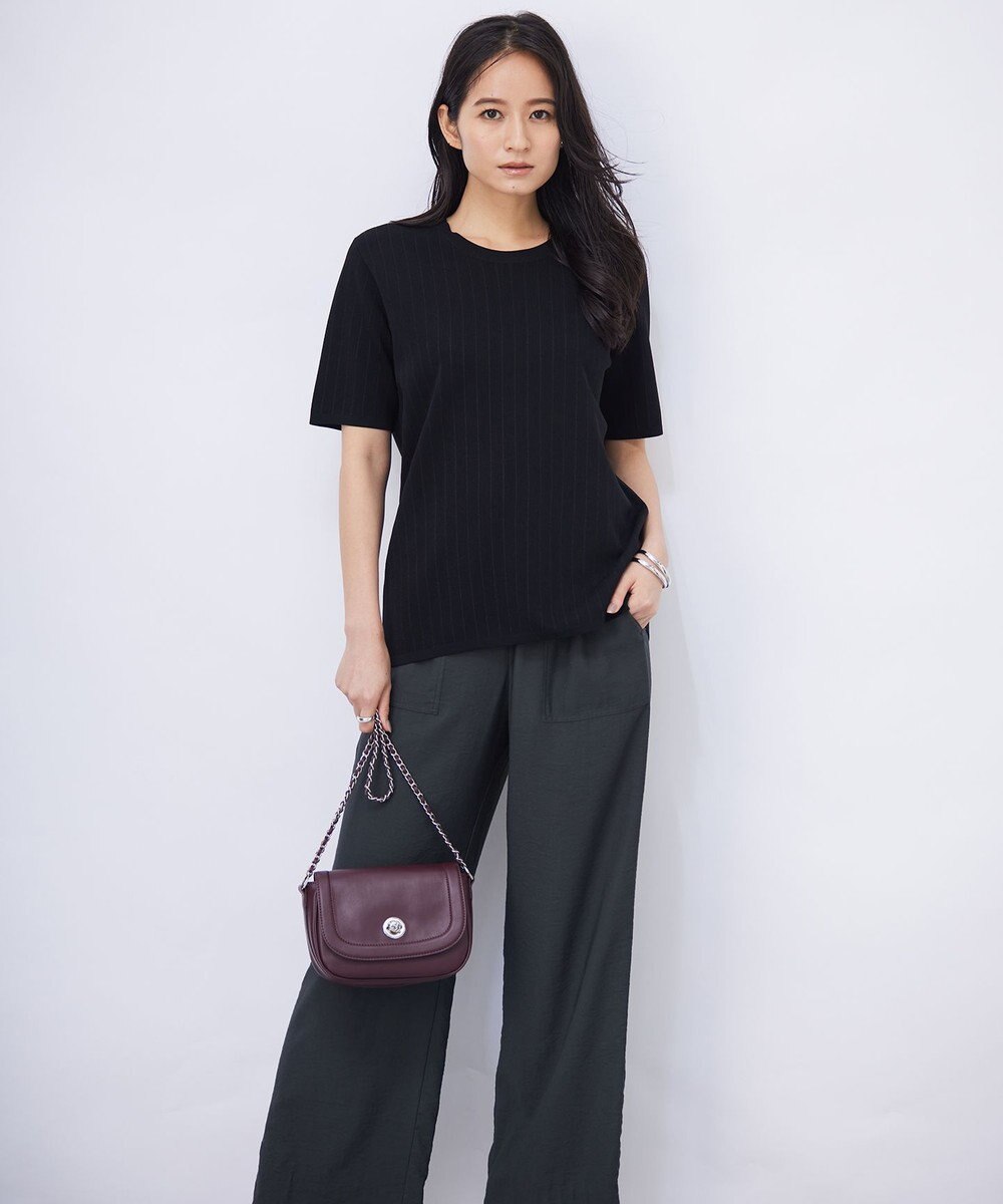 ICB 【洗える】 ストライプパターン ニットトップス 