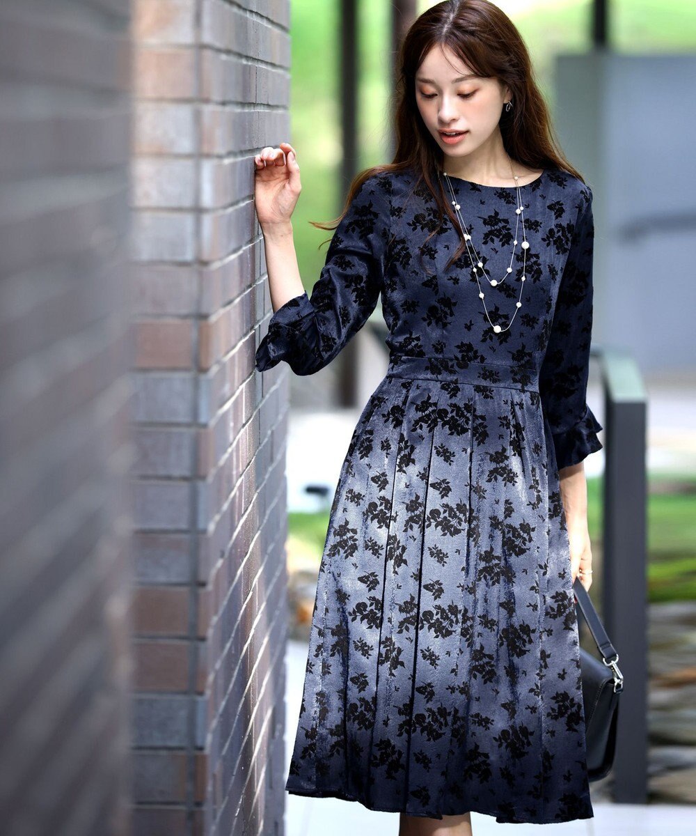 Tiaclasse 【安田美沙子さん着用・洗える】フラワーフロッキーワンピース 