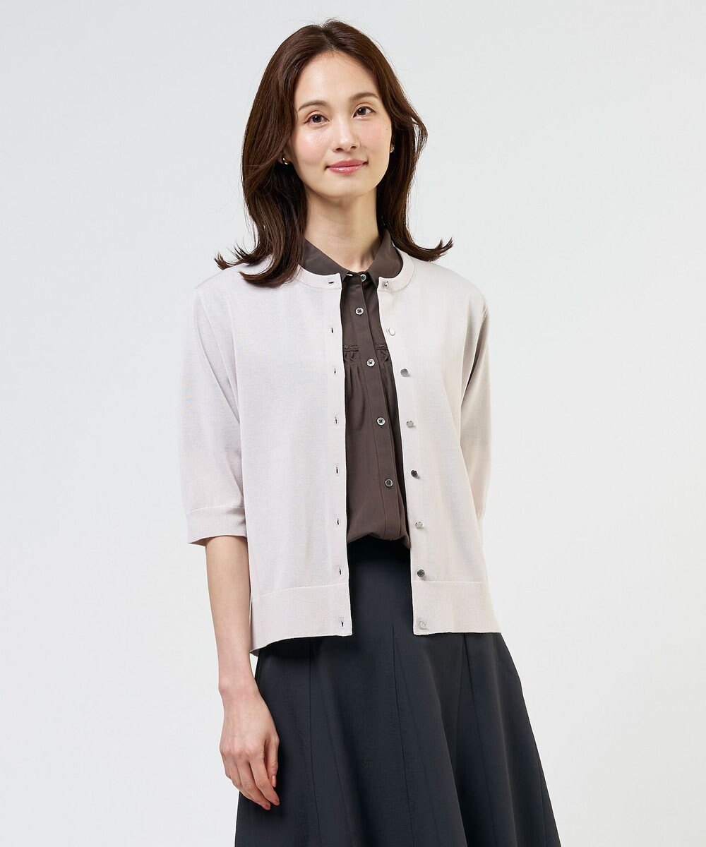 J.PRESS LADIES COTTON ACETATE DRY クルーネック カーディガン 