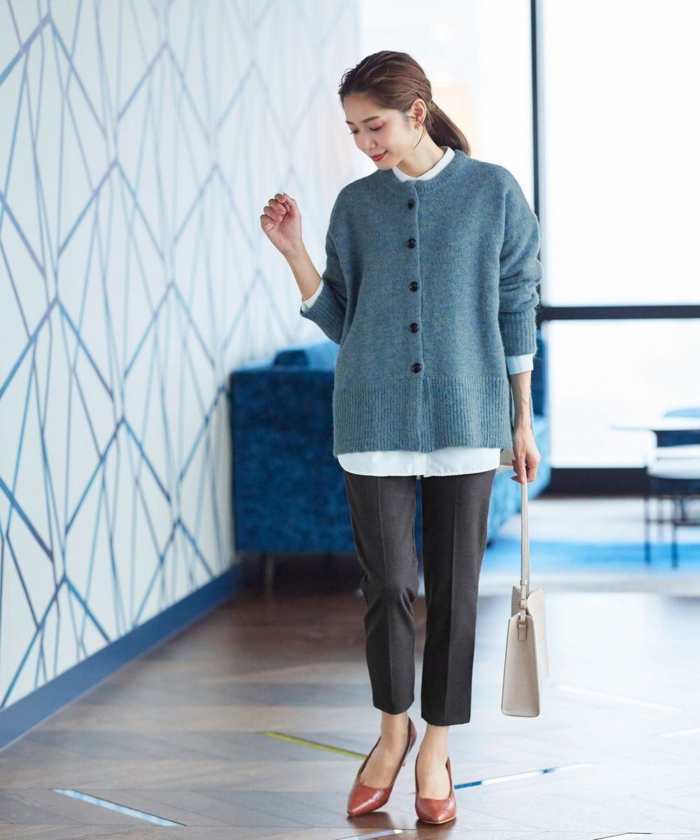 Tiaclasse 【洗える】クルーネックメランジカーディガン 