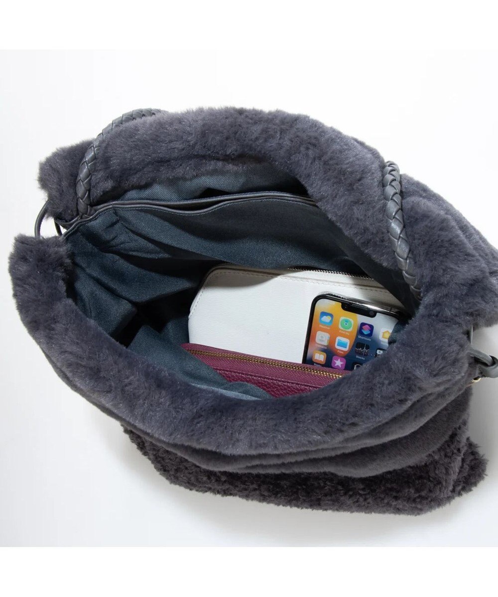 UNBILLION cachecache 切り替えエコファー三つ口巾着トート 