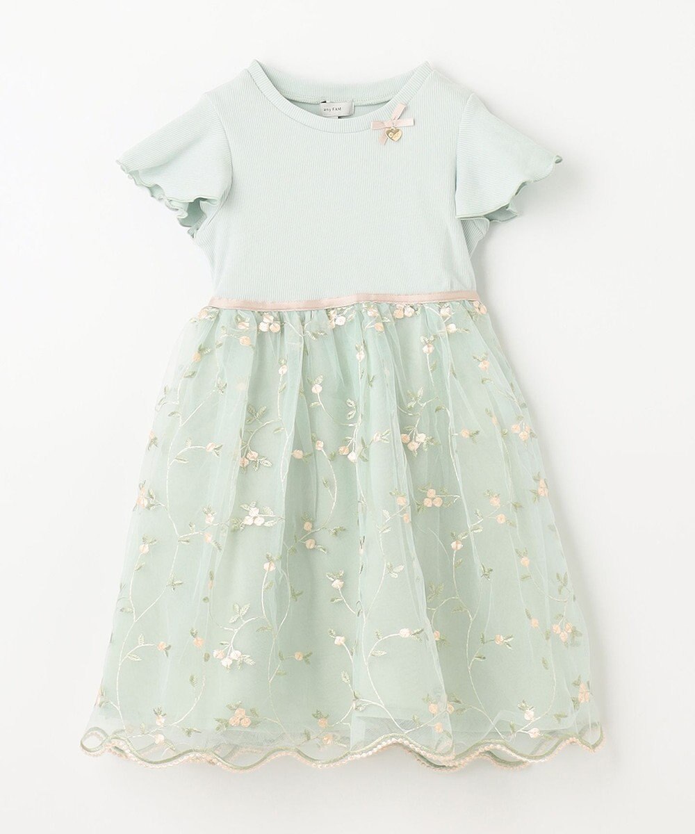 ANY KIDS 刺繍チュールガーリー ワンピース 