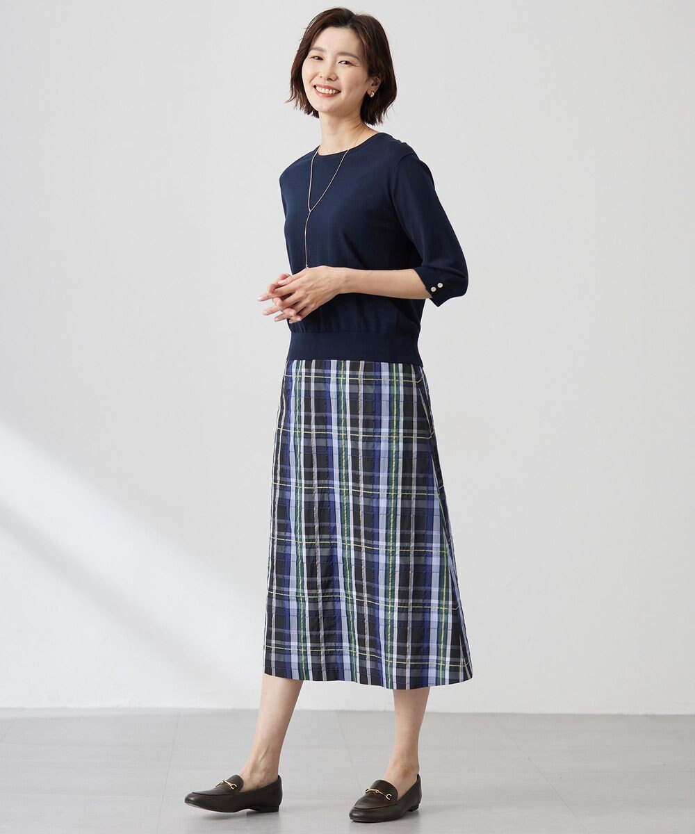 J.PRESS LADIES 【洗える】BASIC HT COTTON クールネック プルオーバー 