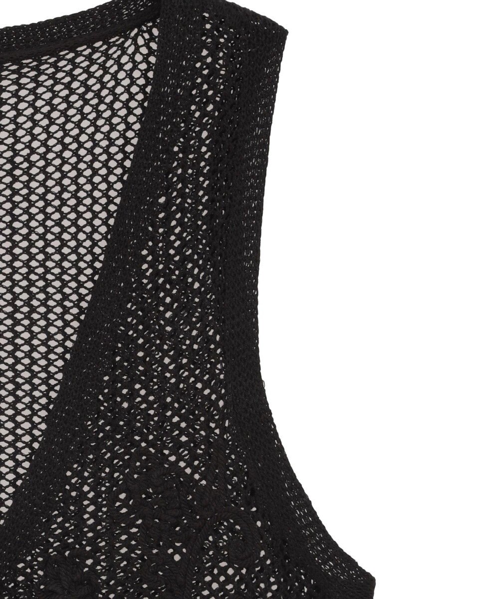 earth music&ecology フラワー刺繍メッシュベスト 