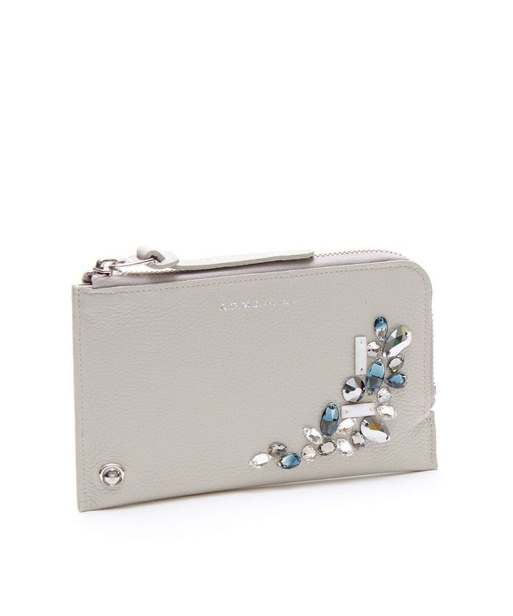 A.D.M.J. 【牛革】モーツァルト/スワロフスキー・クリスタル付オーガナイザーパース(背胴ファスナーポケット） 