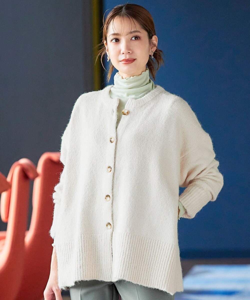 Tiaclasse 【洗える】クルーネックメランジカーディガン 