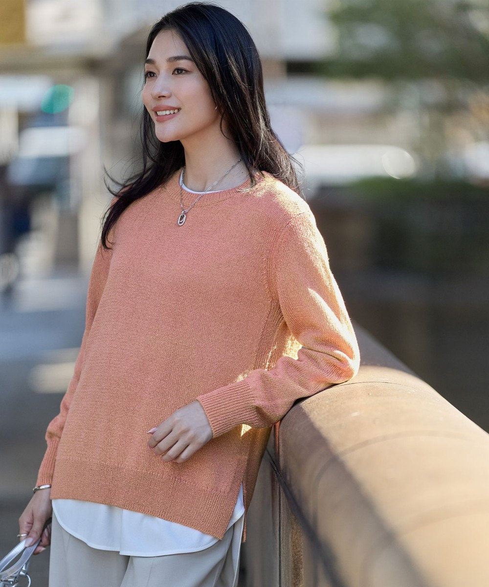 ICB グロッシーペーパーブレンド クルーネックプルオーバー 