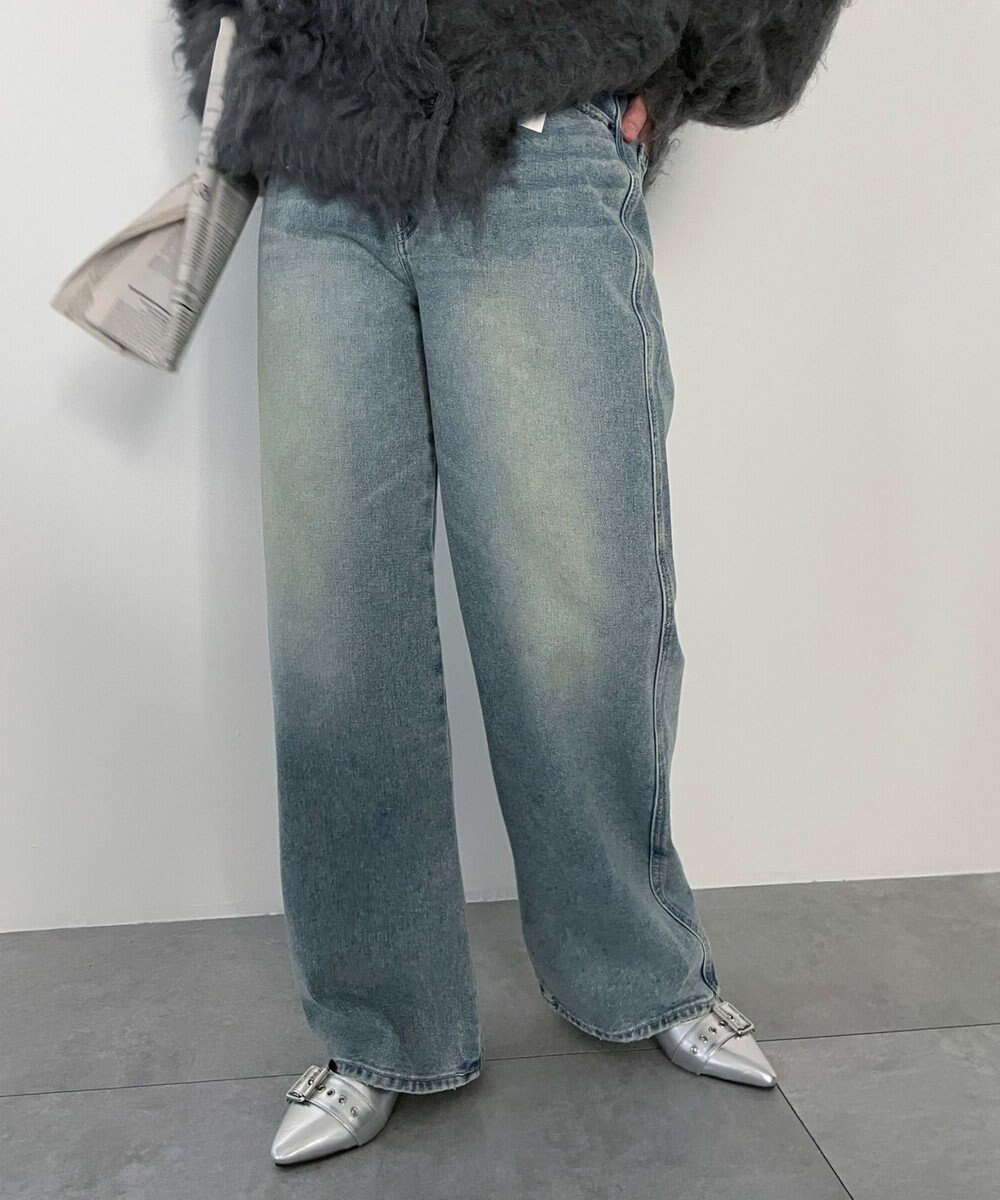 WEGO 【新色追加/美脚/XSSMLサイズ展開】ストレートデニムパンツ 