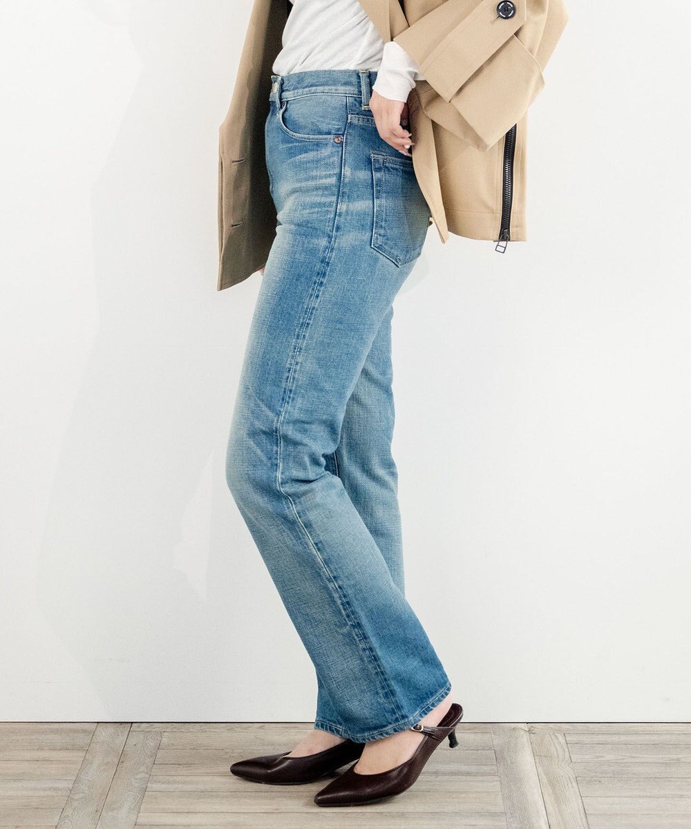 caqu modern straight レギュラーストレートデニムパンツ USED WASH 