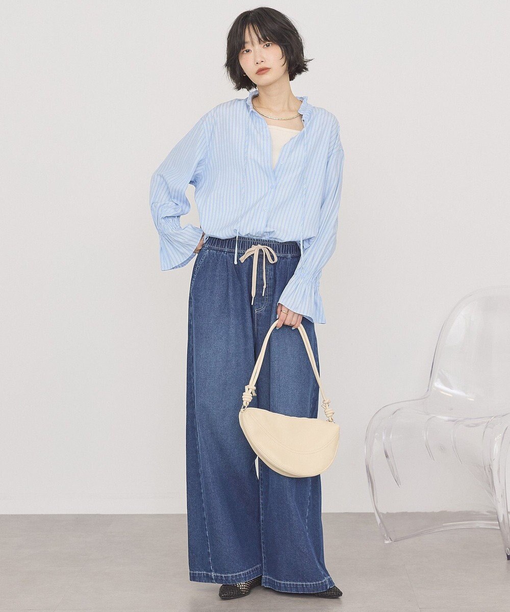 AMERICAN HOLIC スタンドフリルストライプスキッパーブラウス 