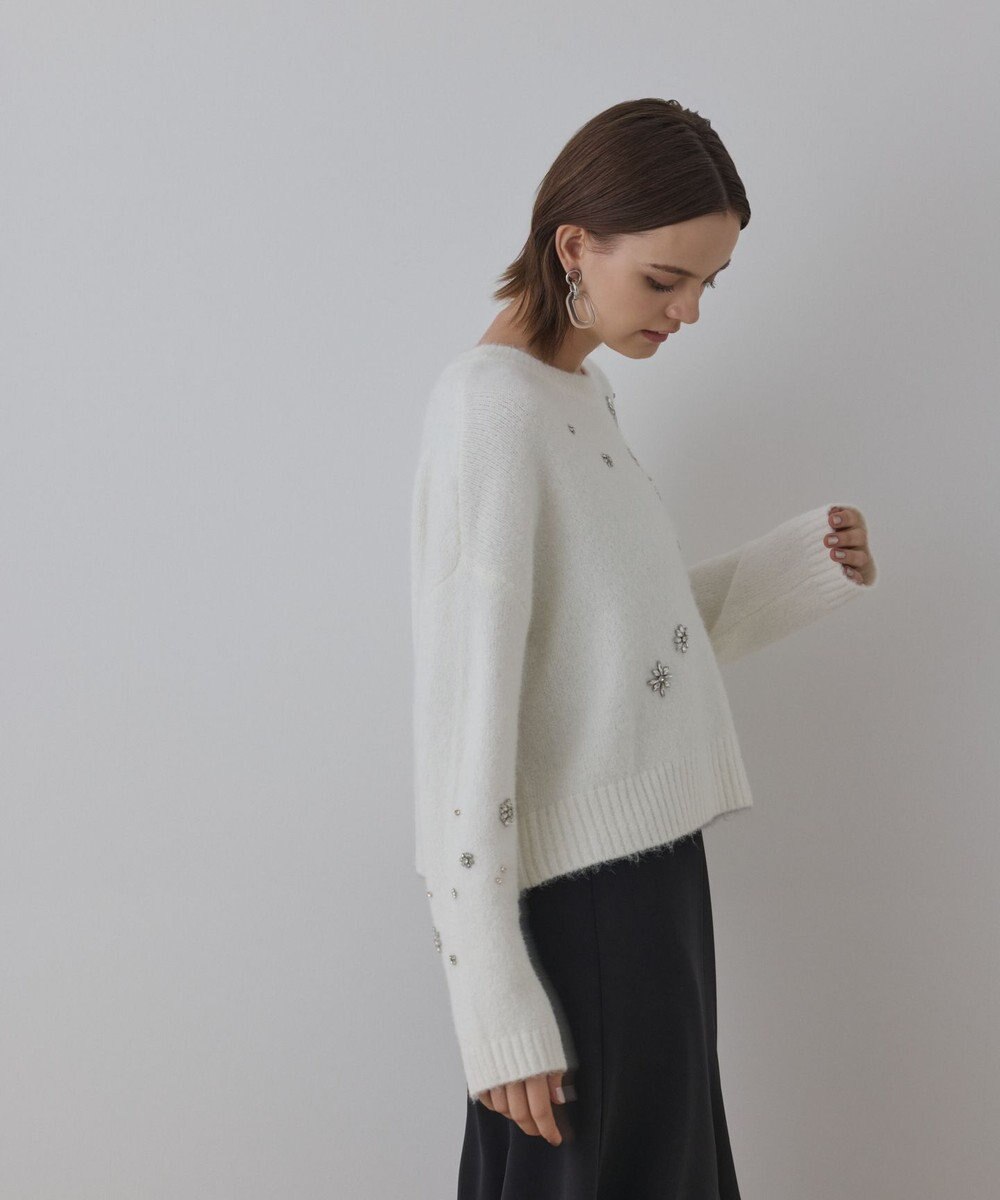 GRACE CONTINENTAL ビジューニットトップ 