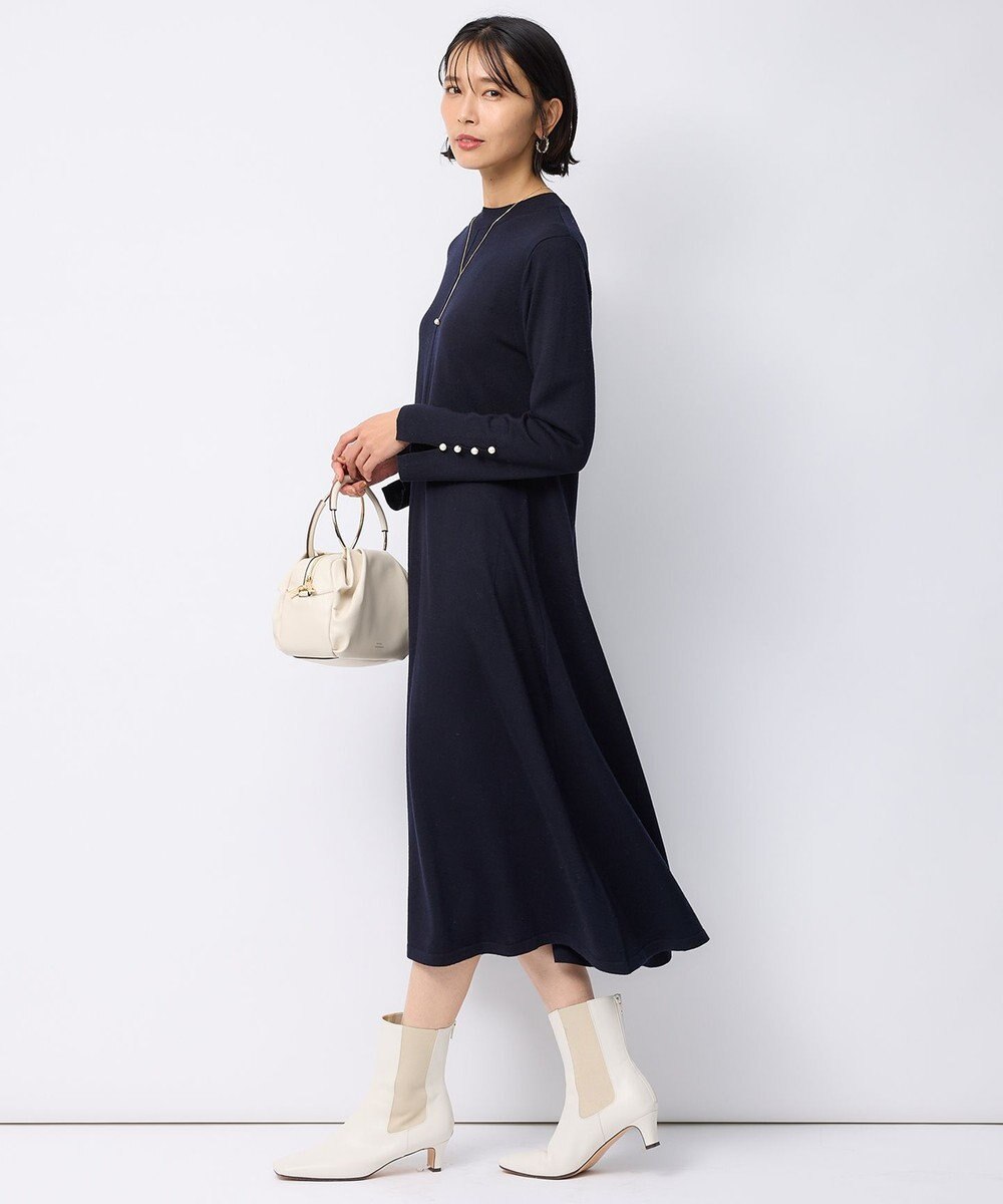 23区 S 【洗える】パールディテール フレア ニットワンピース 
