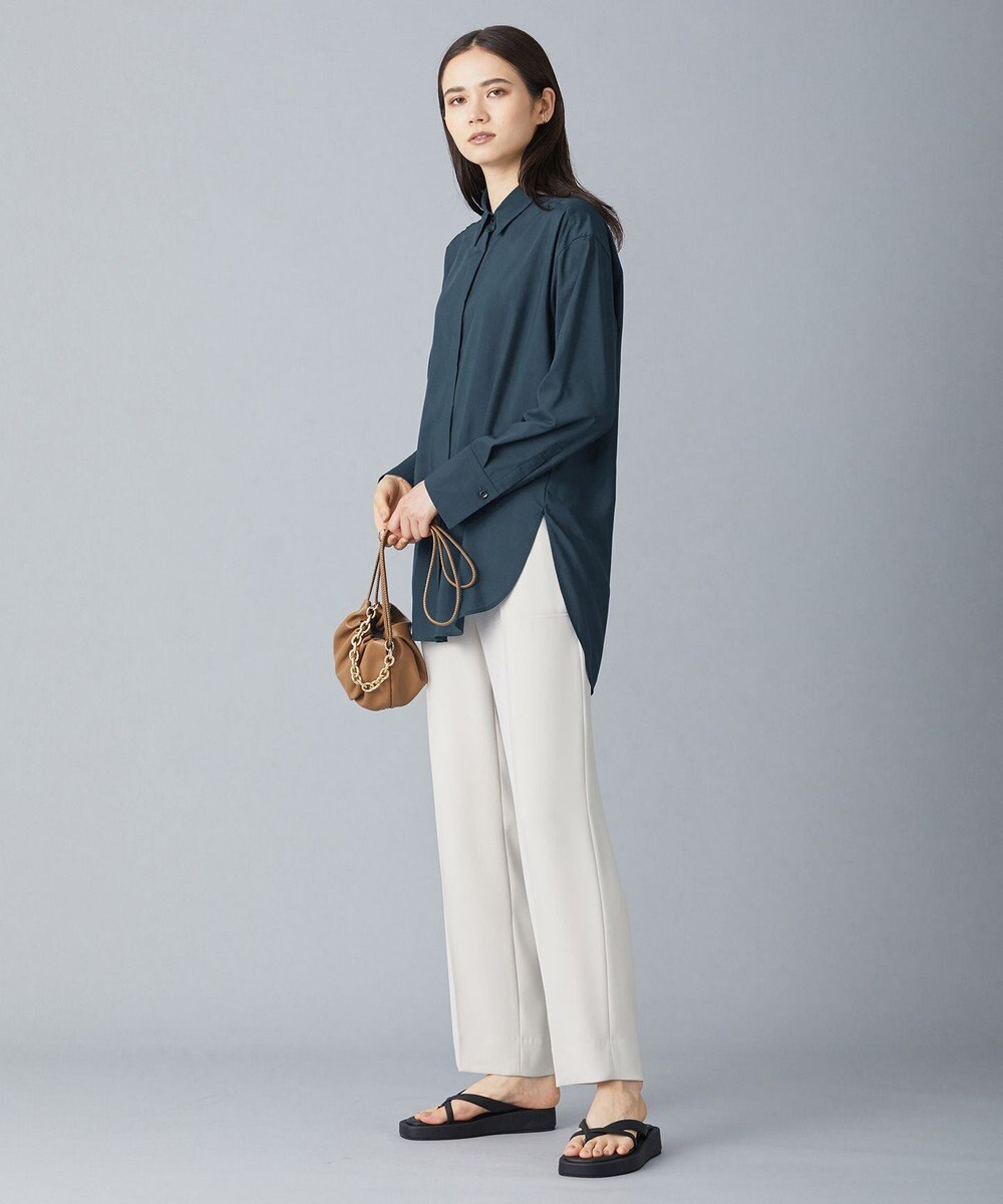 ICB 【洗える】トリアセコットンシアー ロングシャツ 