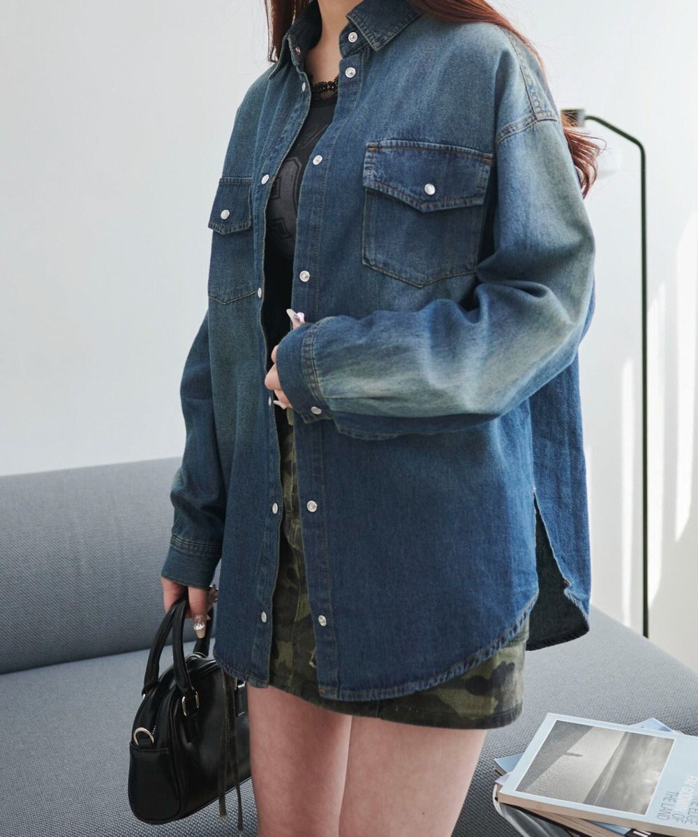 WEGO デニムウエスタンBIGシャツ 