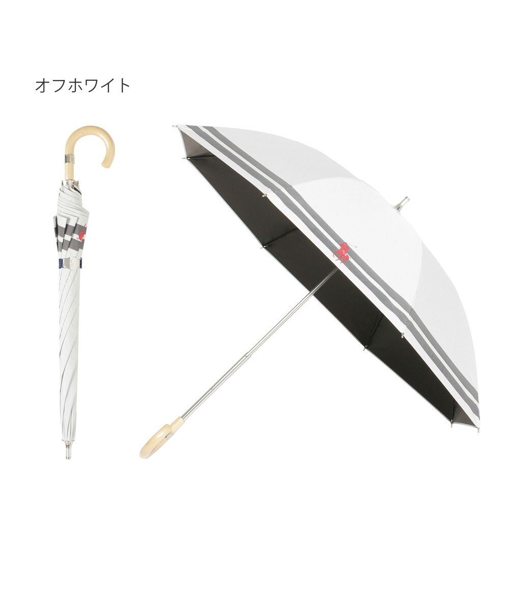 MOONBAT POLO RALPH LAUREN（ポロ ラルフローレン）晴雨兼用日傘 ボーダー ポロポニー 長傘 遮光率100％ 遮熱 UV 