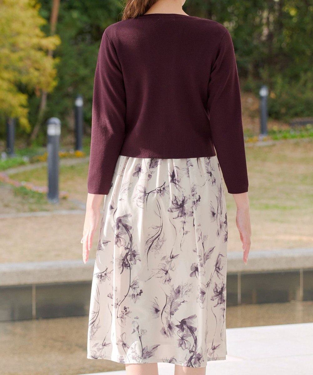 Tiaclasse 【2点セット】ニットボレロ＋花柄ワンピースセット 