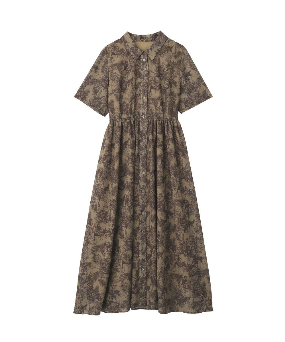 YECCA VECCA サファリ柄フレアシャツワンピース 