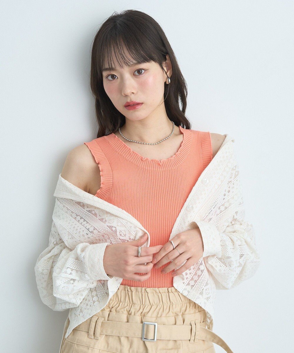 earth music&ecology フリルニットタンクトップ 