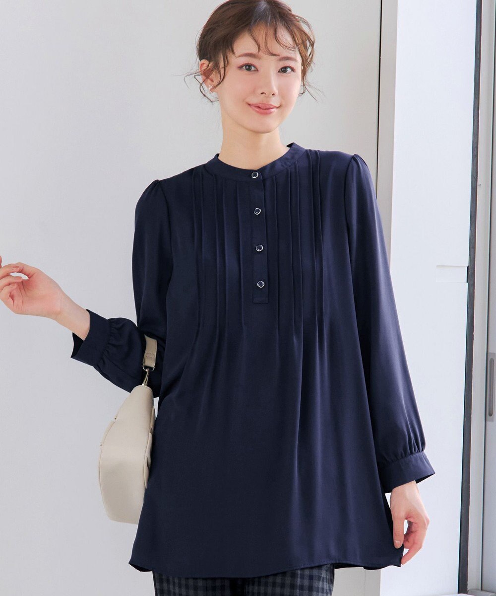 Tiaclasse 【スマート裏起毛・新色追加】 ピンタックシャツチュニック 