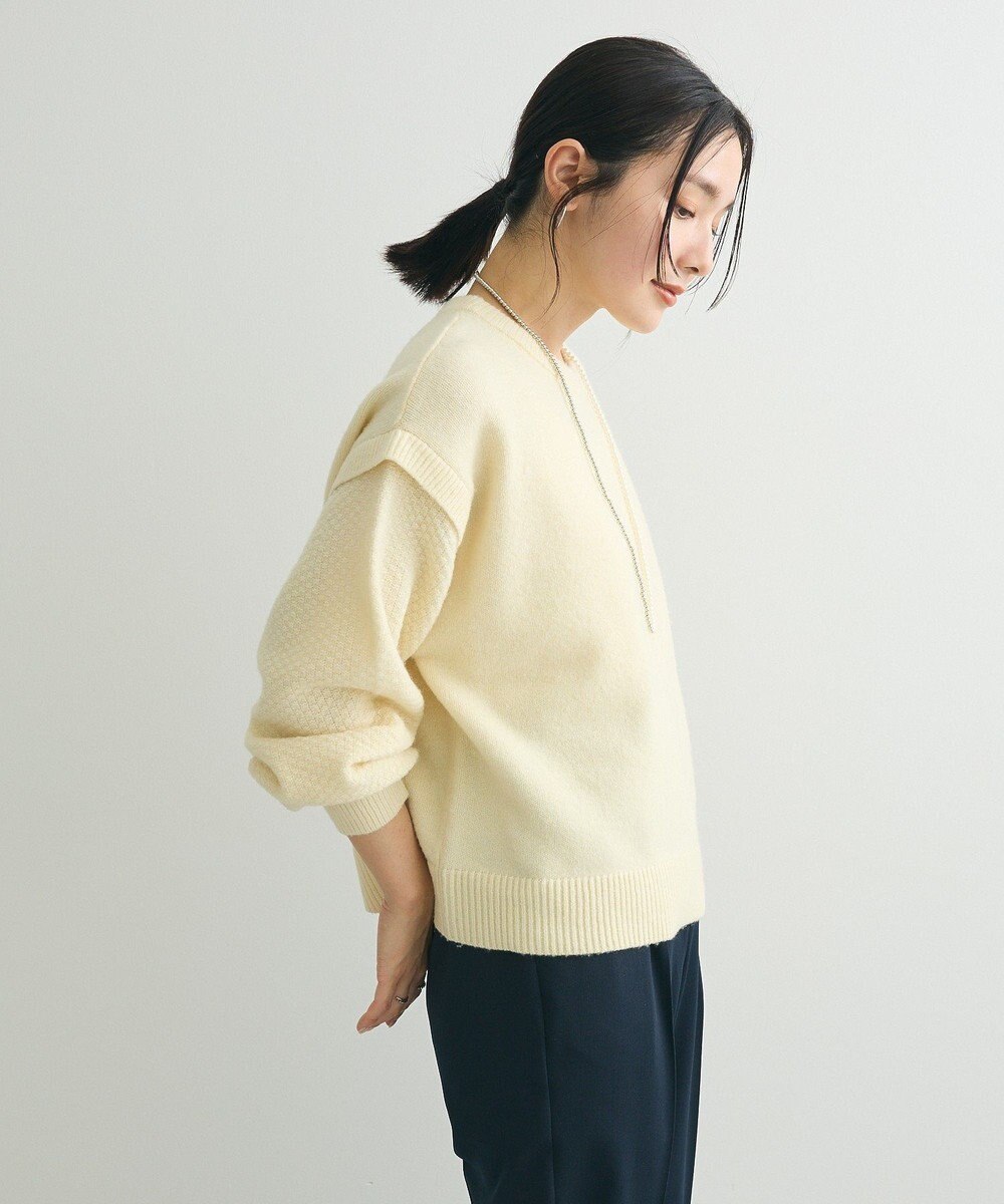 Green Parks 袖かのこニットプルオーバー 