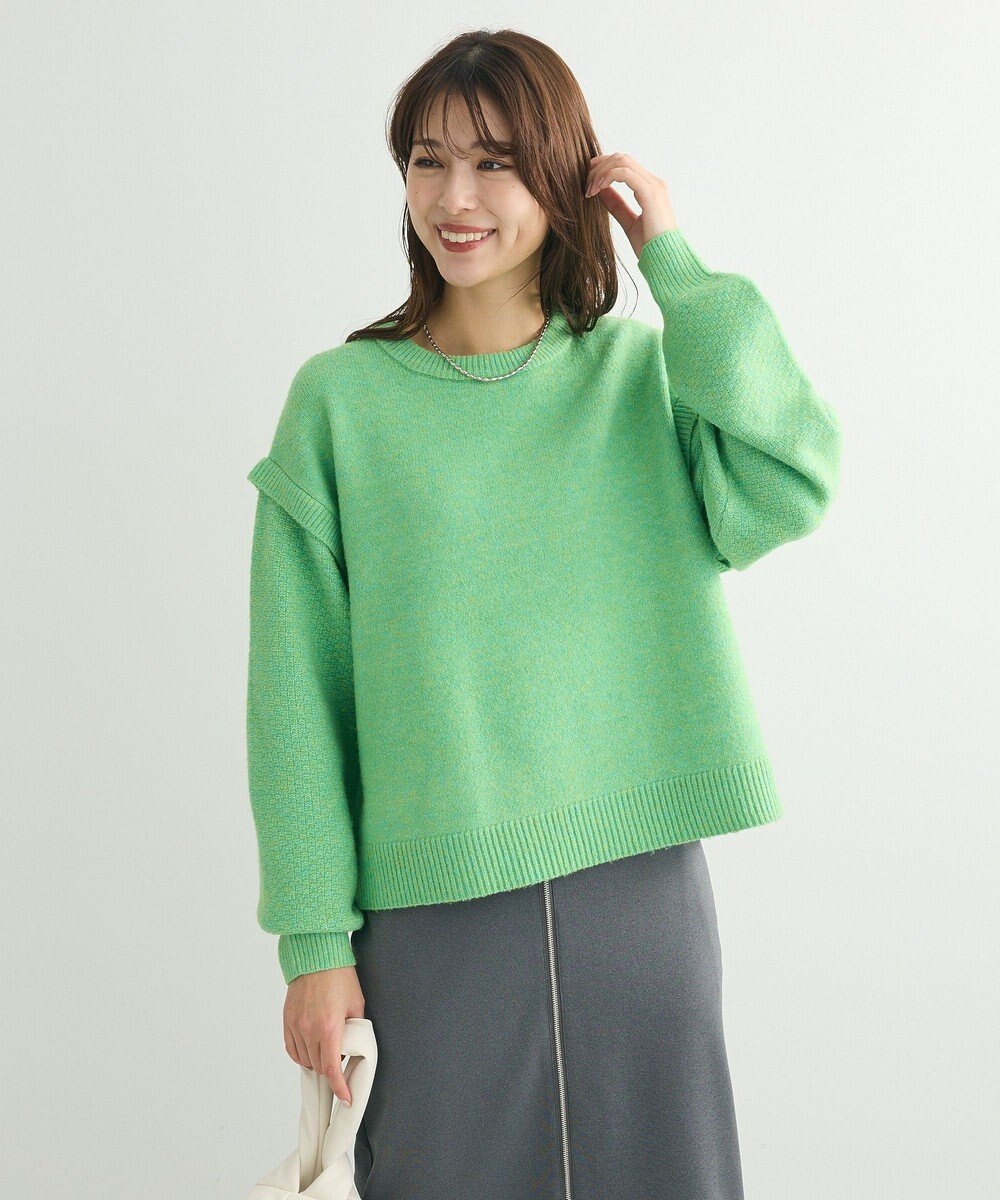 Green Parks 袖かのこニットプルオーバー 