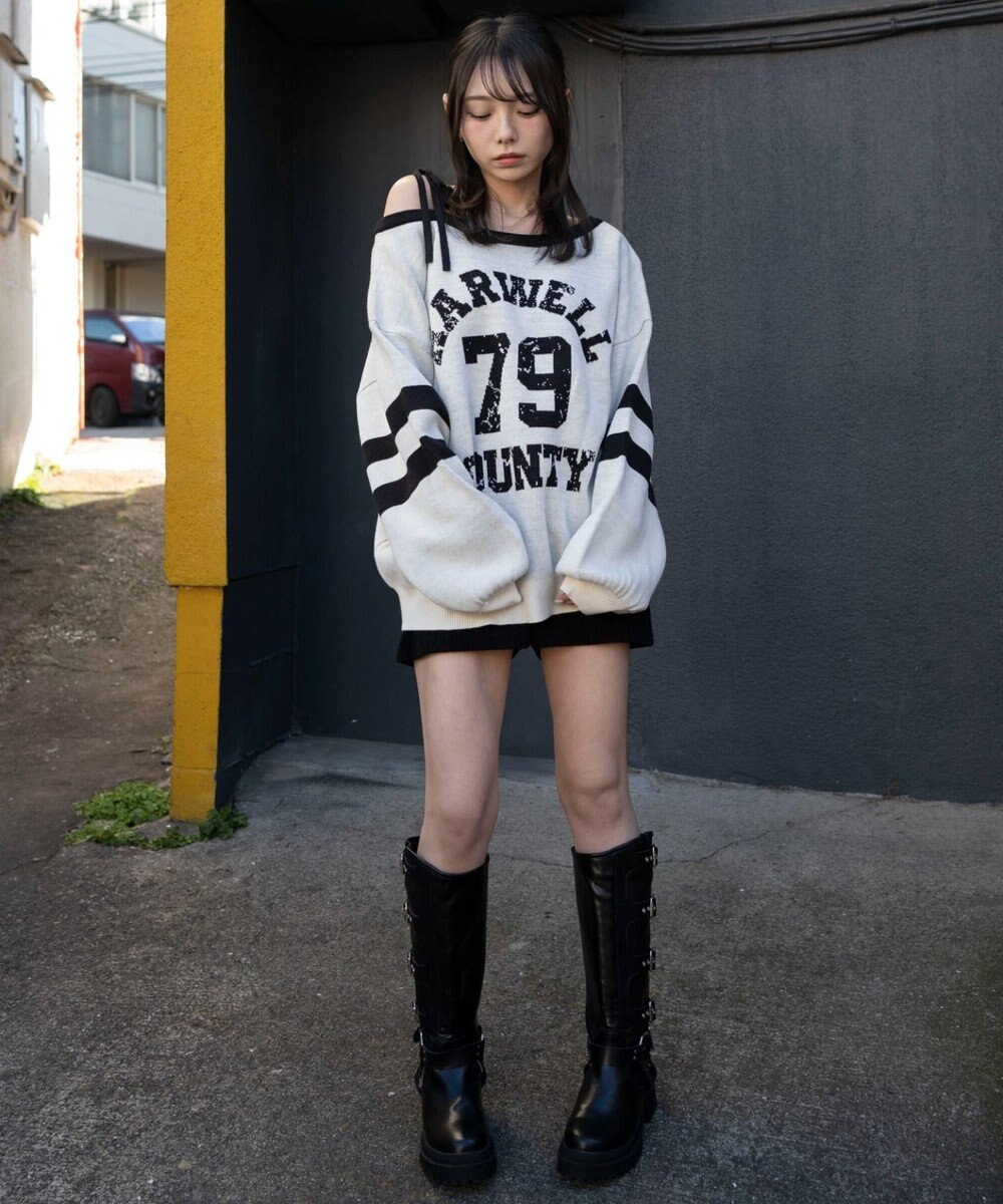 WEGO 2WAYグラフィックワンショルニット 