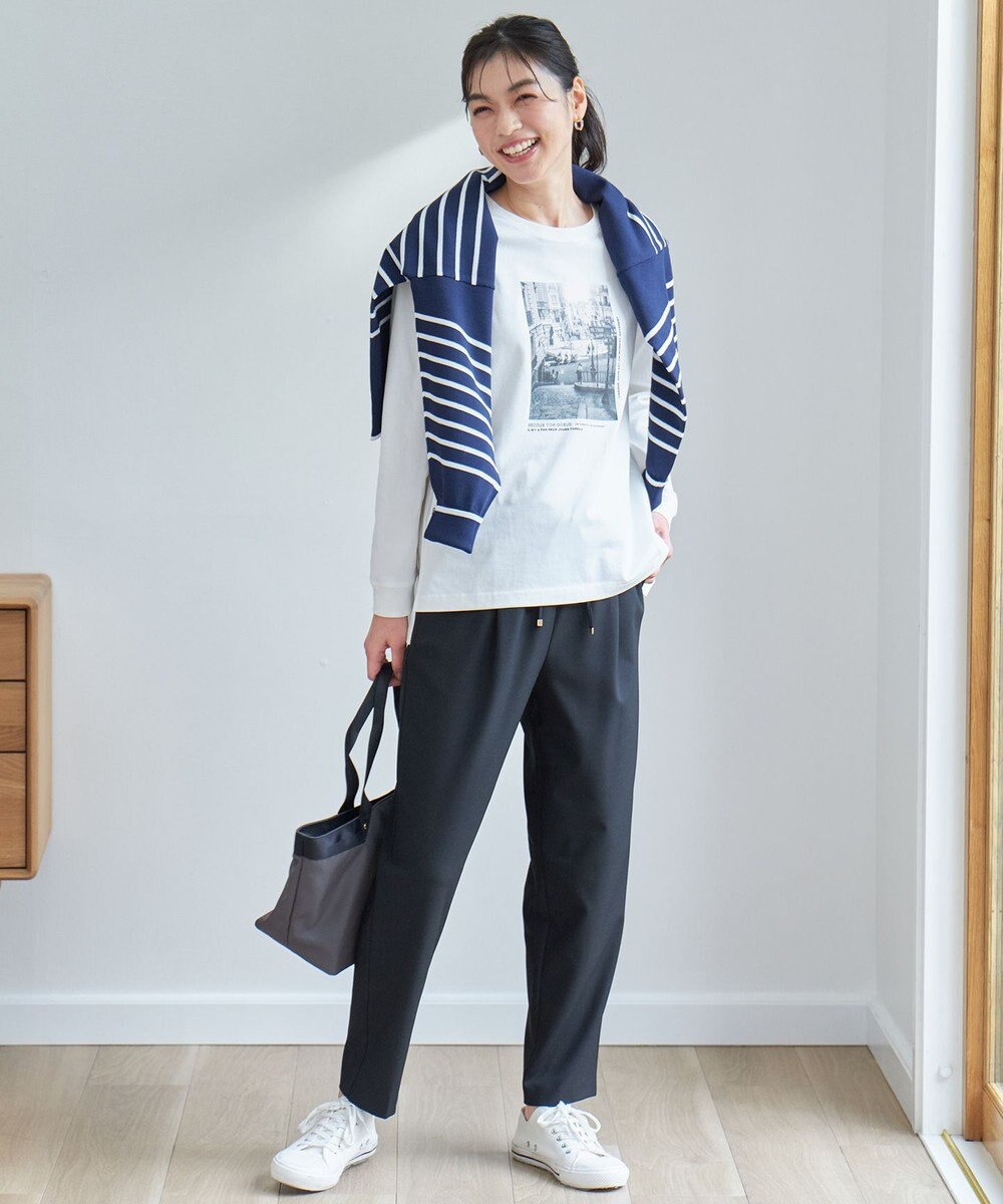 ANY 【ウエストゴム】イージーケアライトストレッチテーパードパンツ 