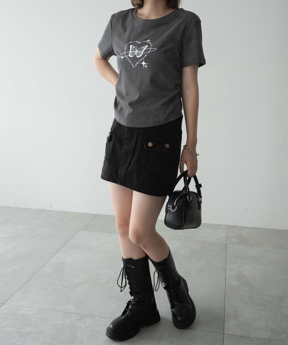 WEGO メタリックバタフライサークルロゴT 