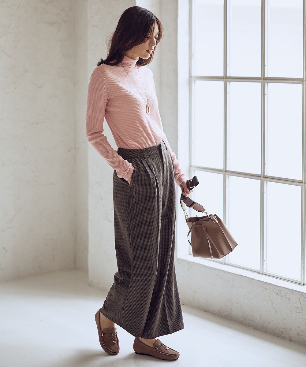 ANY L ウール混リブタートルネックカットソー 