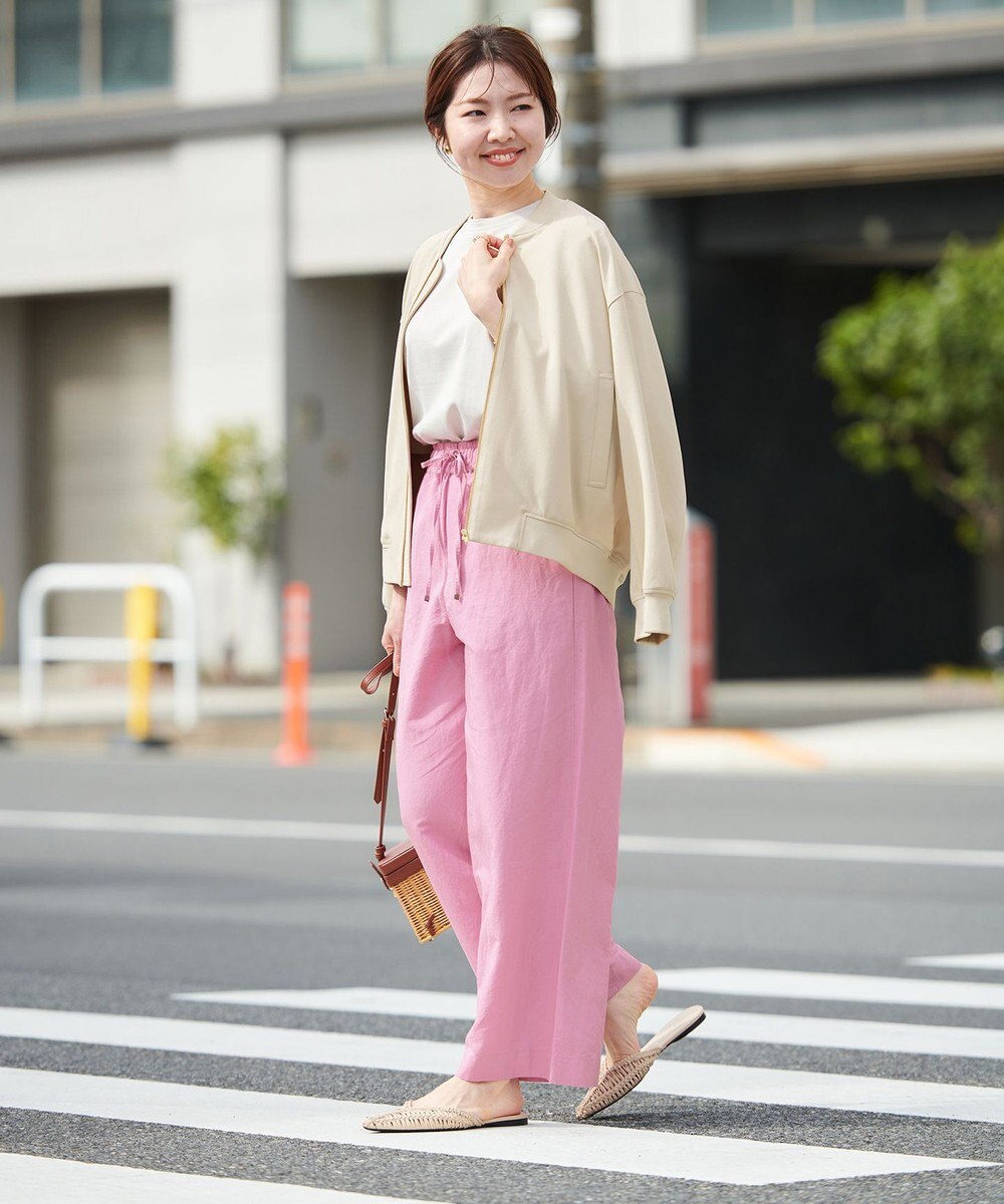 UNFILO 【軽量/UVケア】ライトリネン ワイドパンツ 