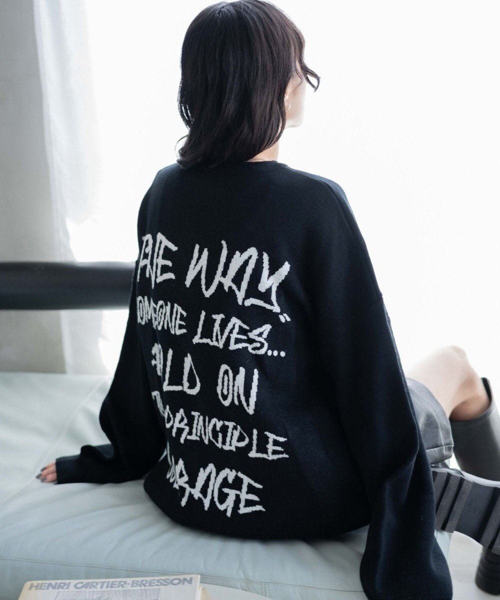 WEGO ハンドライティングジャガードニット 