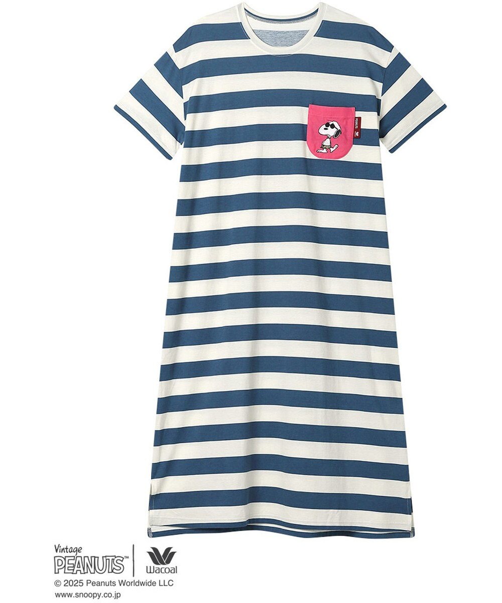 WACOAL ワコール_リラックス＆スリープ ネグリジェ 4分袖 綿100%(本体) PEANUTS スヌーピー ロング丈(ふくらはぎ付近) レディース FNT156 /ワコール 