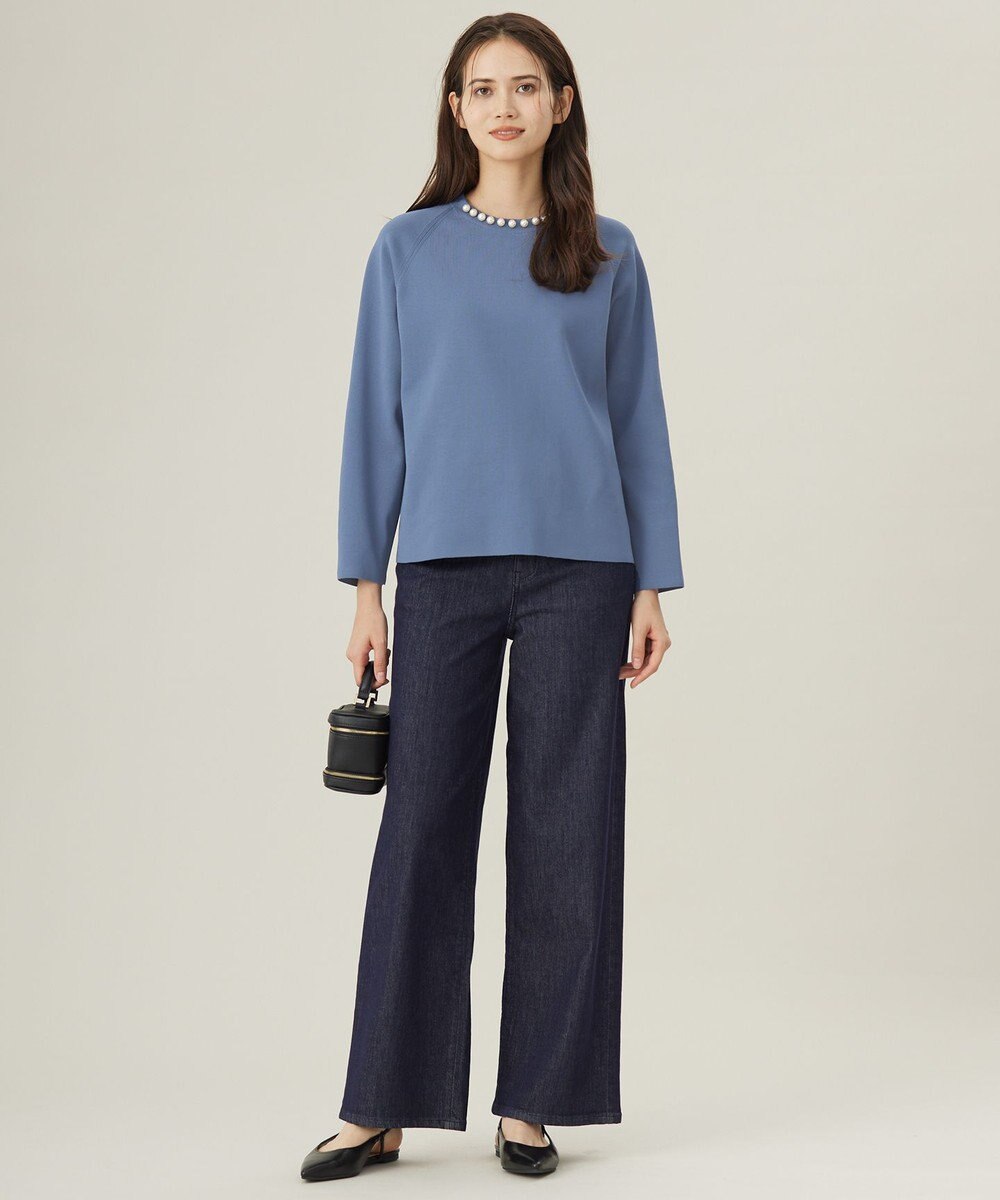 自由区 S 【洗える】パールディティールプルオーバー ニット 