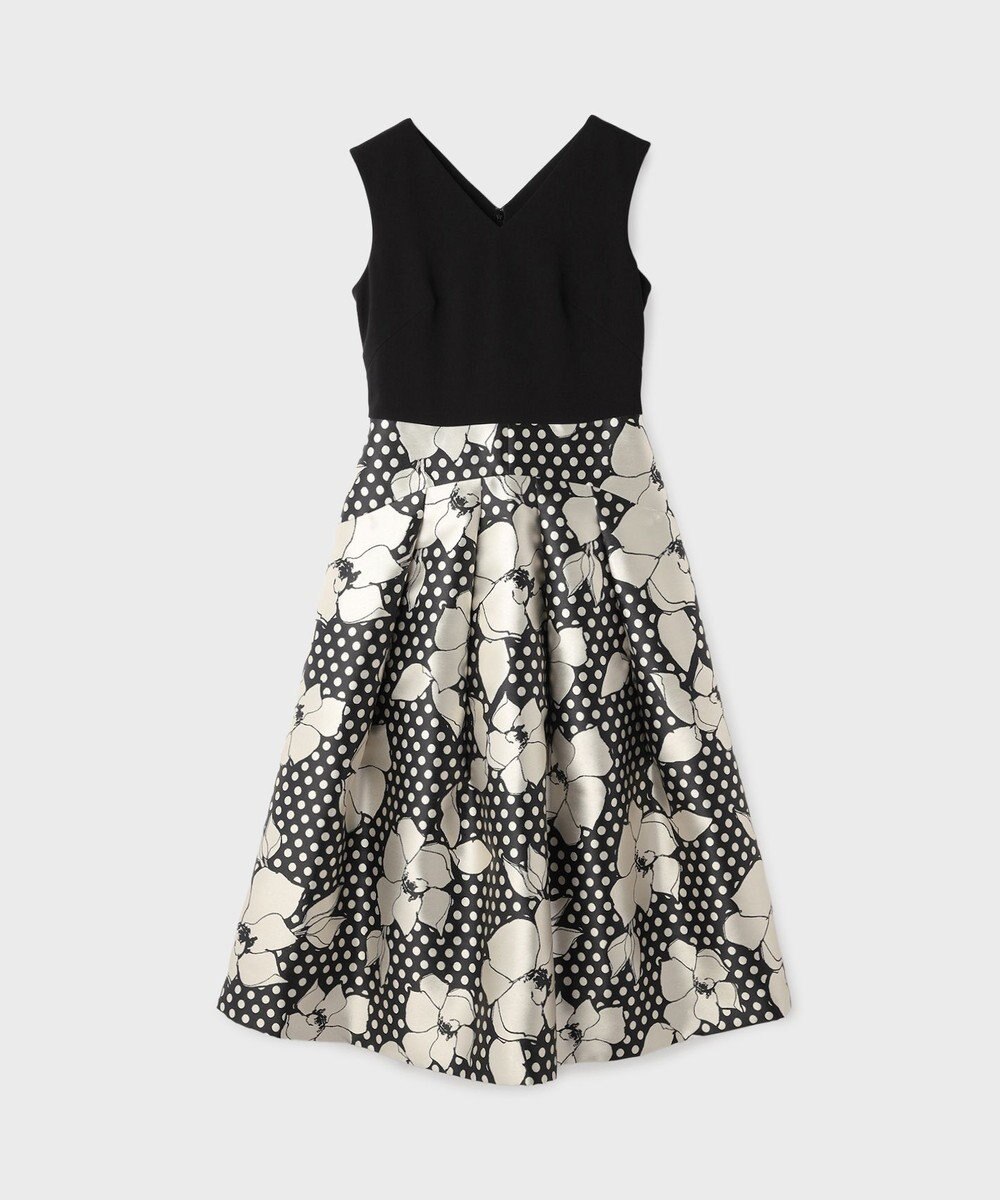 GRACE CONTINENTAL ドットボタニカルジャガードドレス 