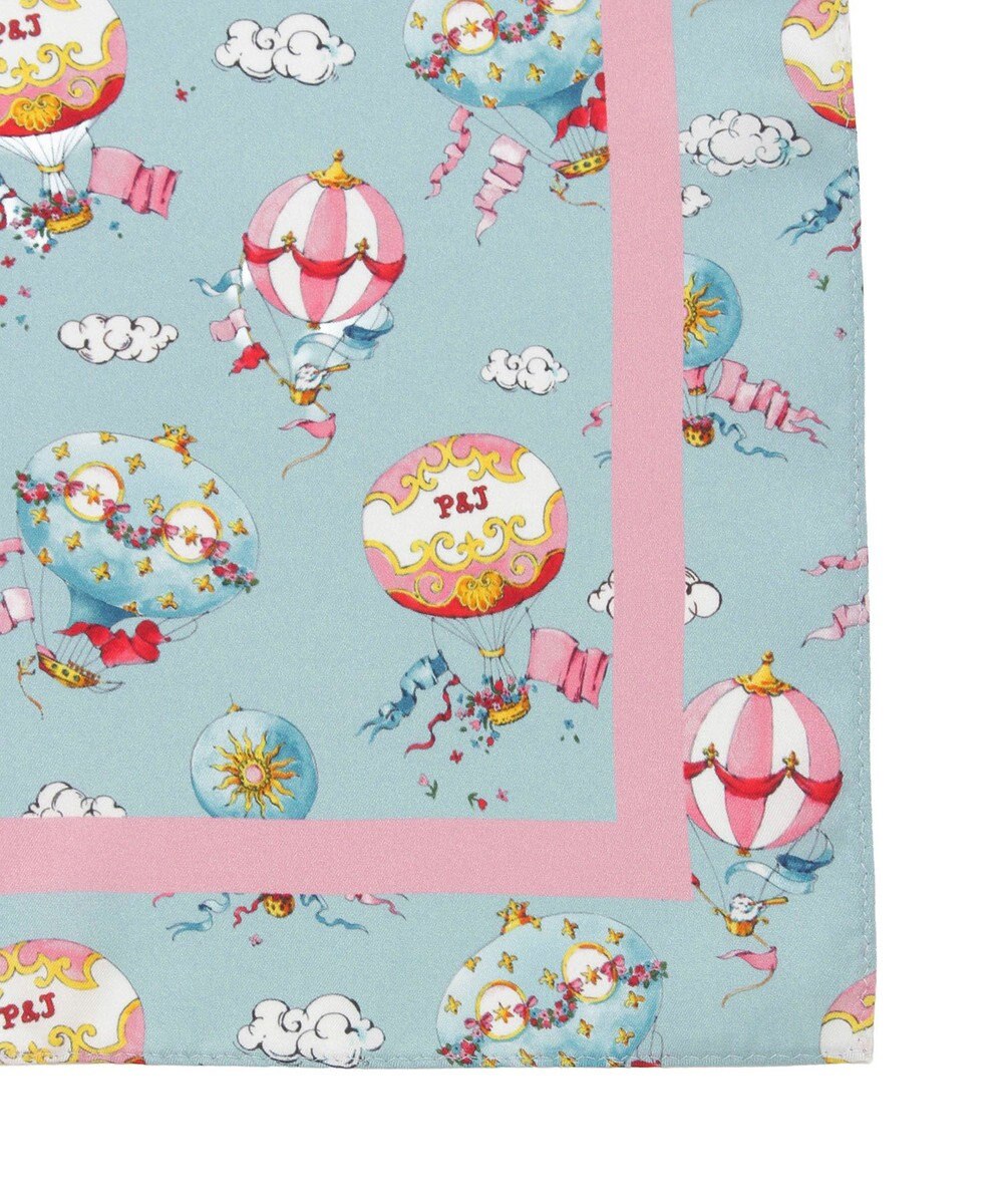 MOONBAT PAUL&JOE ACCESSOIRES(ポール & ジョー) シルクスカーフ 空 オーステルリッツ記念柱 ネコと毛糸 気球 65cm×65cm 手洗いOK 