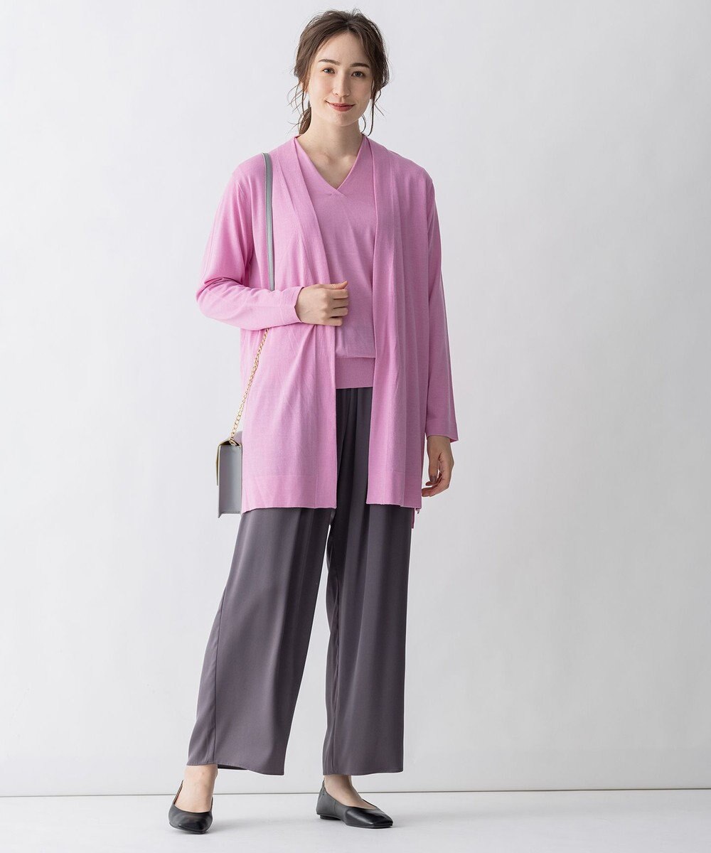 自由区 【洗える/Sサイズ有】カシミヤシルクブレンド ニットカーディガン 