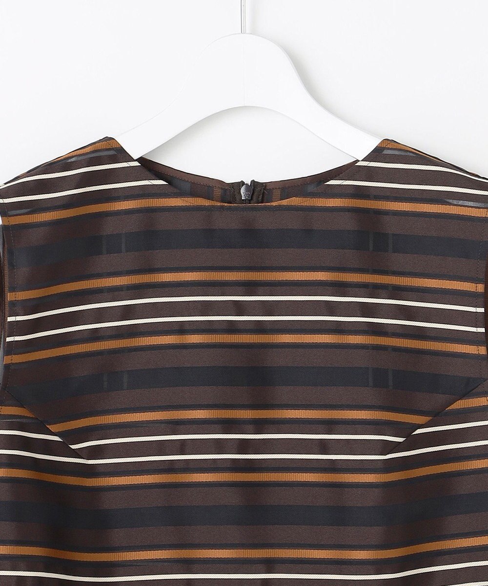 自由区 マルチストライプジャカードノースリーブ ブラウス 