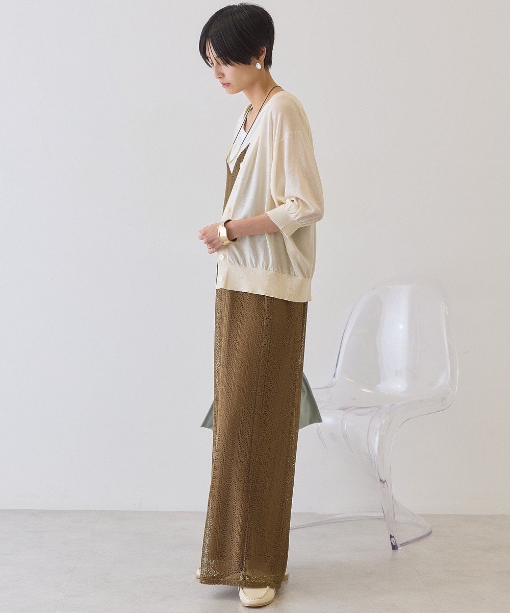 AMERICAN HOLIC 5分袖シアーVネックニットカーディガン 