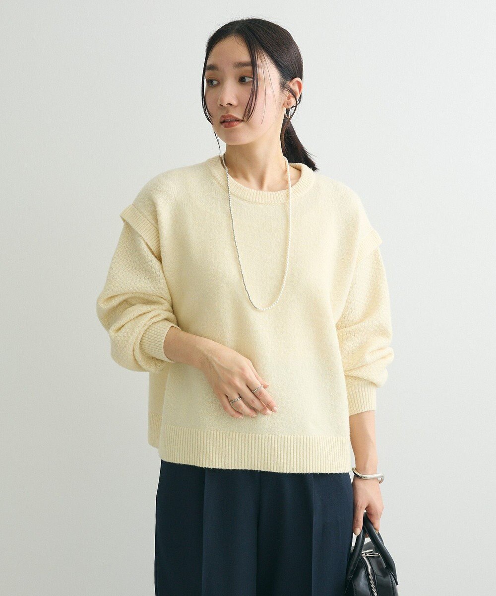 Green Parks 袖かのこニットプルオーバー 