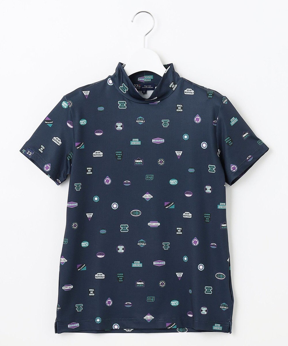 23区GOLF 【WOMEN】【吸水速乾・UVケア】ステッカープリント モックネックシャツ 