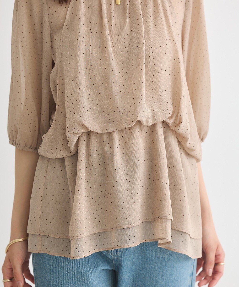 earth music&ecology レイヤードライクドット柄ブラウス 