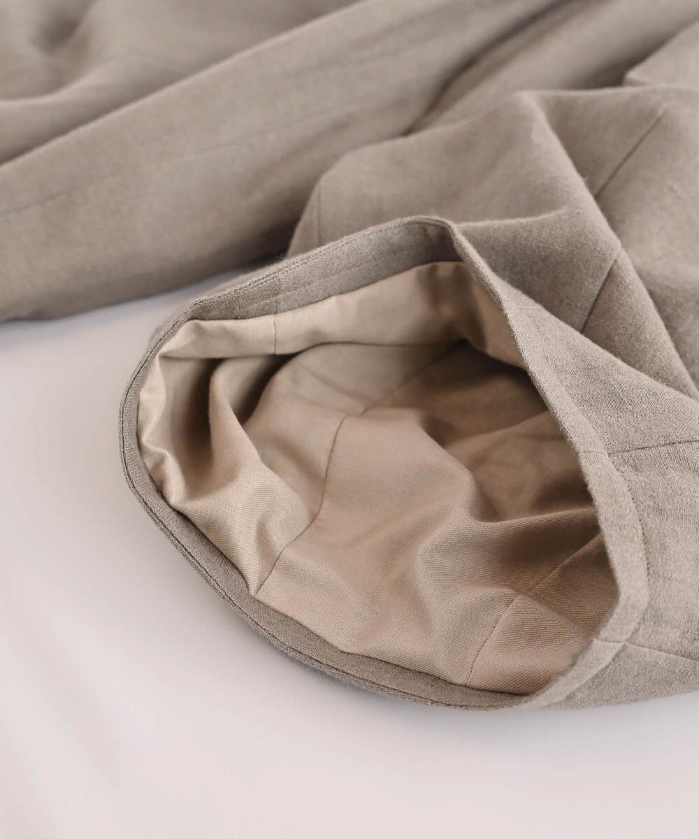 muuc 〈軽やかな尾州産リネンウール〉裾タックワイドパンツ  ロングシーズン 秋冬春 ウエストゴム有り ゆったりシルエット セットアップ可能  裏地有り 