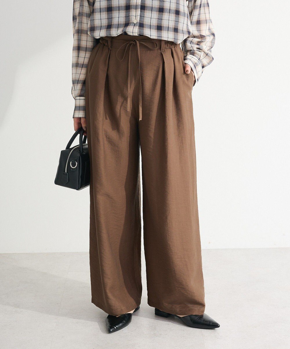 Green Parks 共ベルト付きツイルカラーパンツ 
