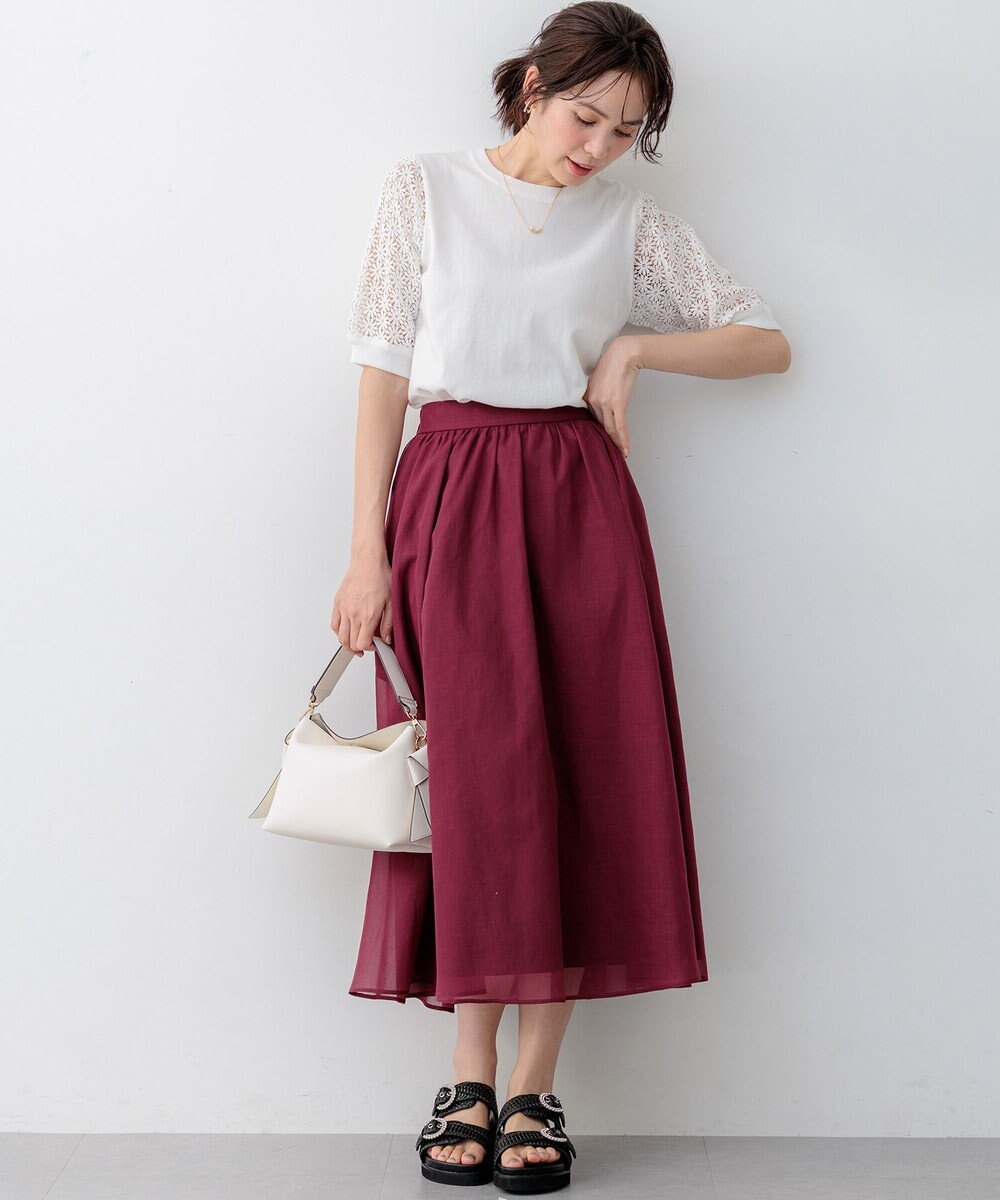 組曲 【先行予約】コットンフラワーレーシープルオーバー ニット 