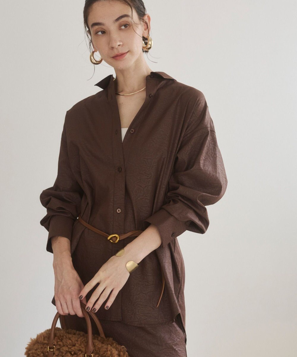 WEGO 【ANGIE VINTAGE】レザーライクシャツ＆スカートセットアップ 