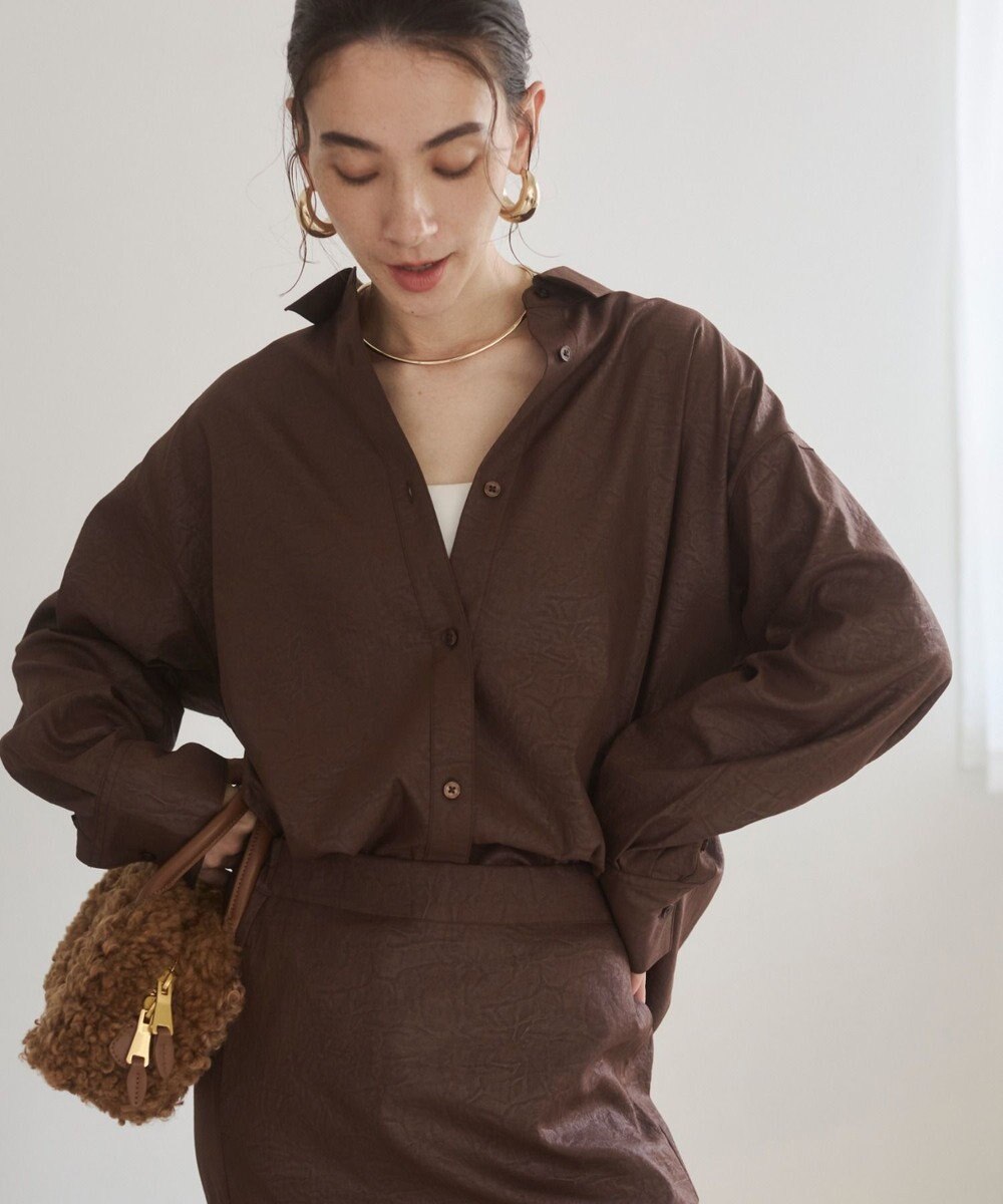 WEGO 【ANGIE VINTAGE】レザーライクシャツ＆スカートセットアップ 