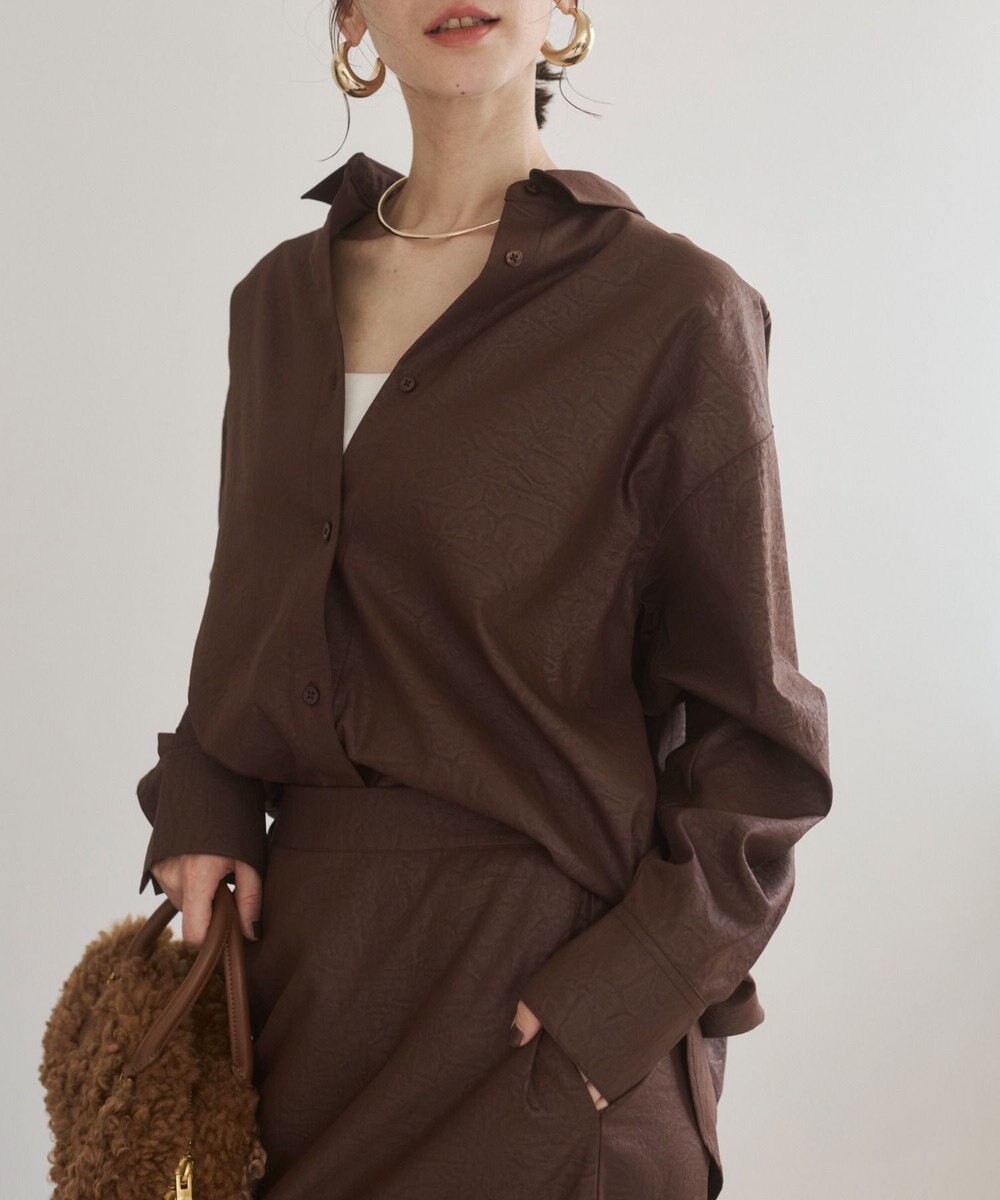 WEGO 【ANGIE VINTAGE】レザーライクシャツ＆スカートセットアップ 